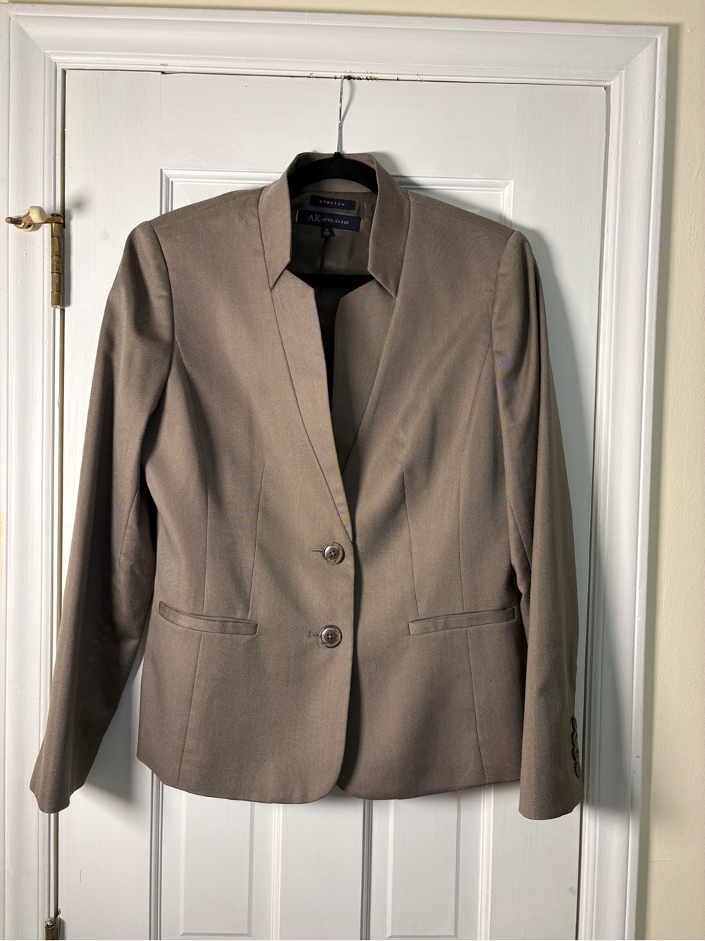 Anne Klein Taupe Two-Button Tailored Blazer